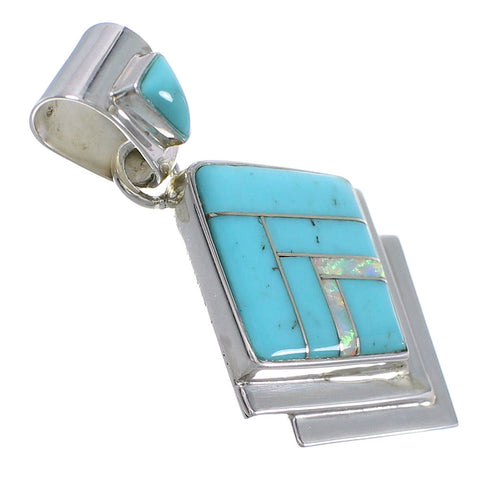 Opal Turquoise And Silver Pendant YX76576